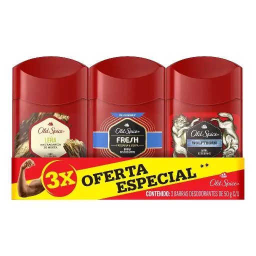[CUIDADO PERSONAL,HIGIENE] DESODORANTE OLD SPICE FRE+LEÑA+WOLF STICK