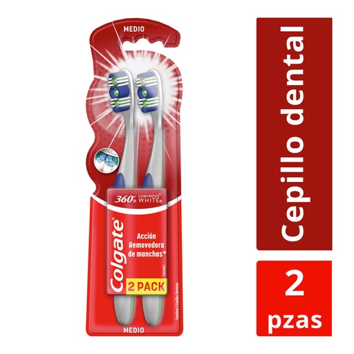 [CUIDADO PERSONAL,HIGIENE] CEPILLO DENTAL COLGATE LUMIN WHITE MEDIANO 2 PACK