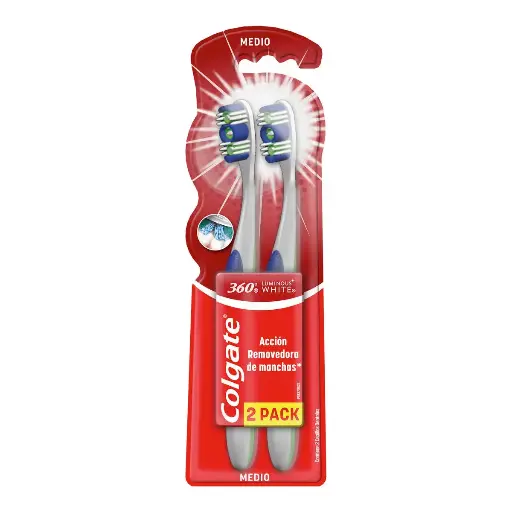 [CUIDADO PERSONAL,HIGIENE] CEPILLO DENTAL COLGATE LUMIN WHITE MEDIANO 2 PACK