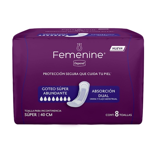 [CUIDADO PERSONAL,HIGIENE] TOALLAS DEPEND FEMENINE SUPER CON 8
