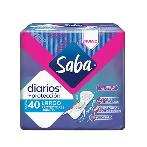 [CUIDADO PERSONAL,HIGIENE] PANTY PROTECTOR SABA DIARIOS PROTECTOR LARGO CON 40