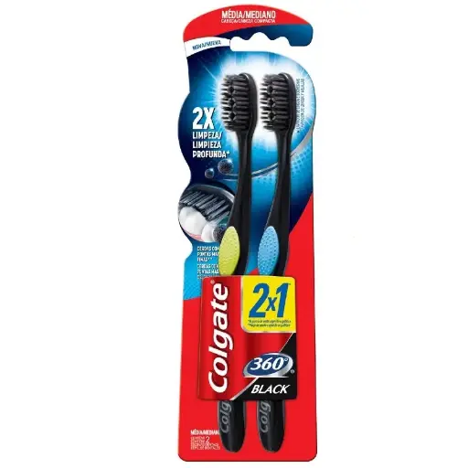 [CUIDADO PERSONAL,HIGIENE] CEPILLO DENTAL COLGATE 360 BLACK 2X1