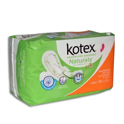 [CUIDADO PERSONAL,HIGIENE] KOTEX MANZANILLA TOALLAS C/10 C/ALAS