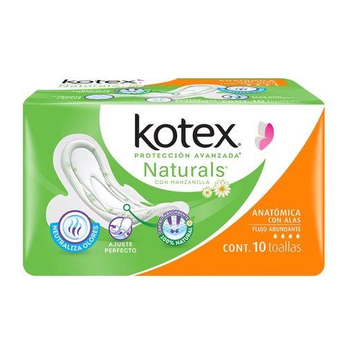 [CUIDADO PERSONAL,HIGIENE] KOTEX MANZANILLA TOALLAS CON 10 CON ALAS