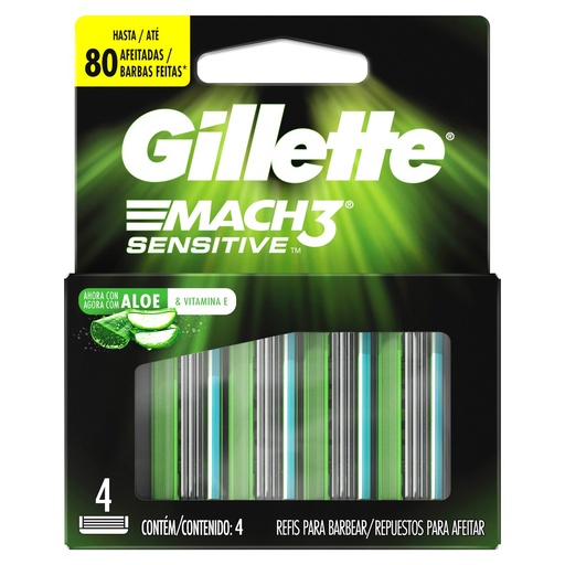[CUIDADO PERSONAL,HIGIENE] GILLETTE MACH3 CARTUCHO SENSITIVE CON 4 CART
