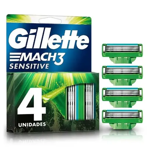 [CUIDADO PERSONAL,HIGIENE] GILLETTE MACH3 CARTUCHO SENSITIVE CON 4 CART