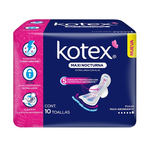 [CUIDADO PERSONAL,HIGIENE] TOALLAS SANIT KOTEX MAXI F/A ALAS CON 10