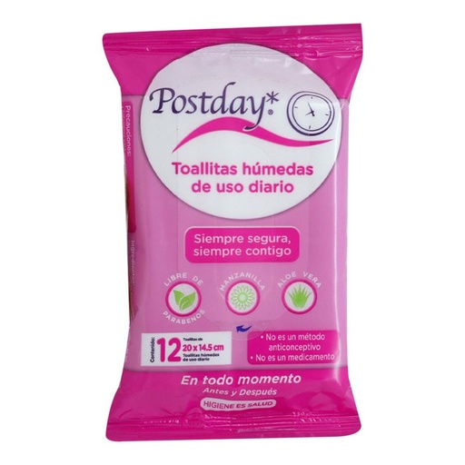 [CUIDADO PERSONAL,HIGIENE] TOALLAS HUMEDAS INTIMA POSTDAY CON 12