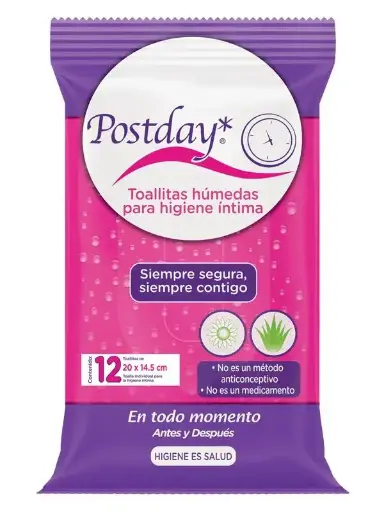 [CUIDADO PERSONAL,HIGIENE] TOALLAS HUMEDAS INTIMA POSTDAY CON 12