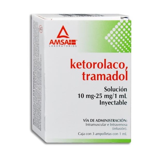 [TRAMADOL,KETOROLACO] KETOROLACO TRAMADOL 10MG/25/1ML INYECTABLE C/3 (GI)