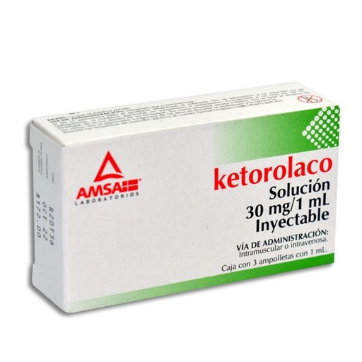 [KETOROLACO] KETOROLACO AMSA 30MG INYECTABLE C/3 (GI)