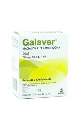 [DIMETICONA,MAGALDRATO] GALAVER 80/10MG/1ML GEL SOBRES CON 10 (GI)