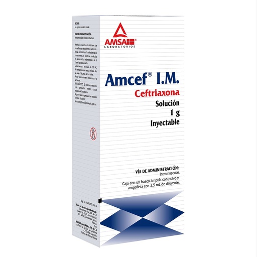 [CEFTRIAXONA] AMCEF IM 1G INYECTABLE CON 1 (GI)