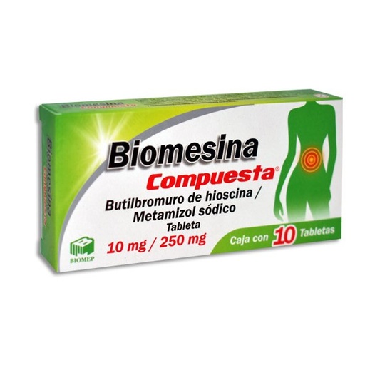 [METAMIZOL SODICO,BUTILHIOSCINA] BIOMESINA COMP 10/250MG GRAGEAS C/10 (GI)
