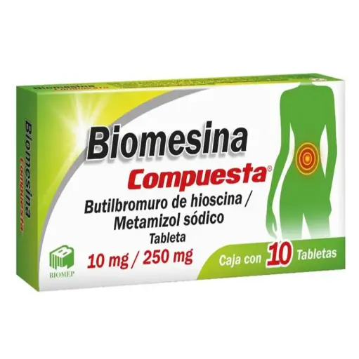 [METAMIZOL SODICO,BUTILHIOSCINA] BIOMESINA COMP 10/250MG GRAGEAS CON 10 (GI)