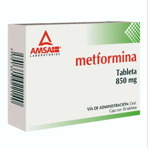 [METFORMINA] METFORMINA AMSA 850MG TABLETAS CON 30 (GI)