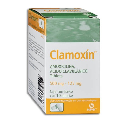 [ACIDO CLAVULANICO,AMOXICILINA] CLAMOXIN 500/125MG TABLETAS C/10 (GI)