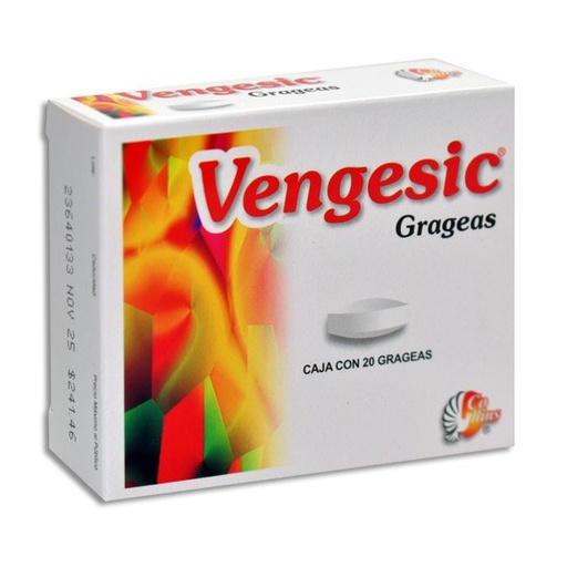 [ALUMINIO,METOCARBAMOL,DEXAMETASONA,FENILBUTAZONA] VENGESIC GRAGEAS C/20 (GI)