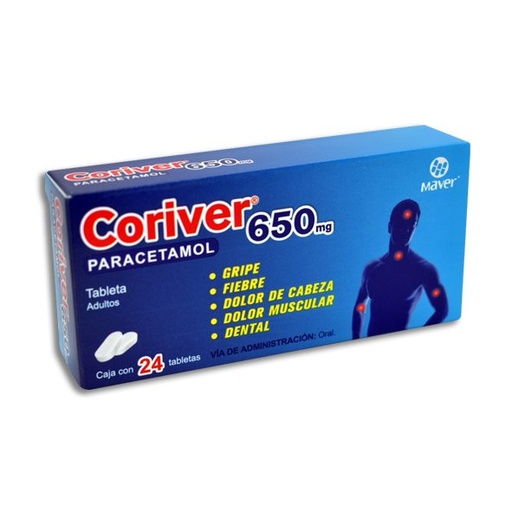 [PARACETAMOL] CORIVER 650MG TABLETAS C/24 (GI)