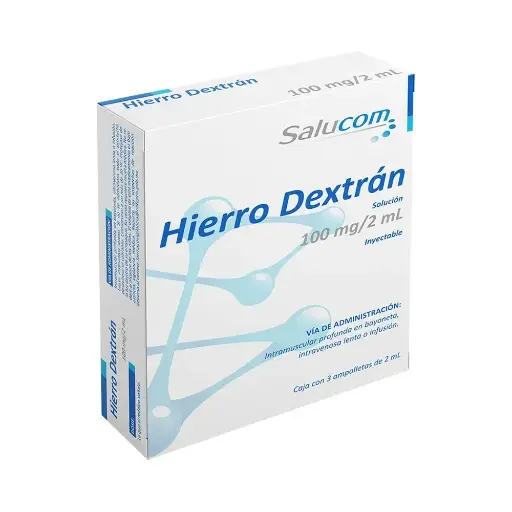 [HIERRO DEXTRANO] HIERRO DEXTRAN SALUCOM 100MG/2ML AMPULA CON 3 (GI)
