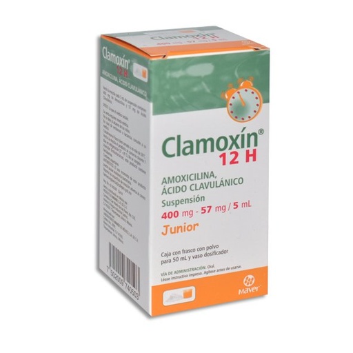 [ACIDO CLAVULANICO,AMOXICILINA] CLAMOXIN 12H 400/57MG SUSPENSION JR 50ML (GI)