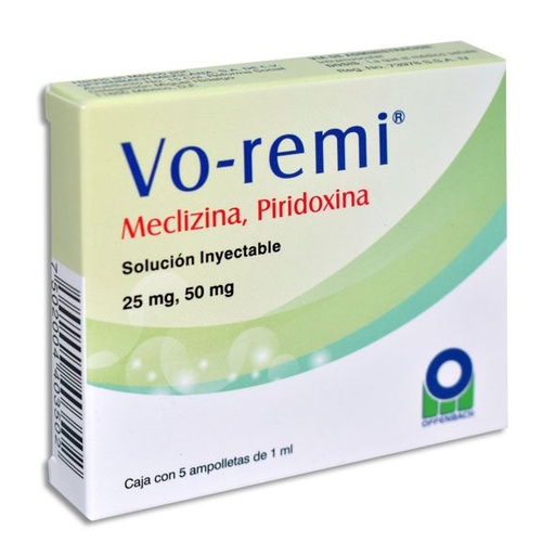 [PIRIDOXINA,MECLIZINA] VO-REMI 25/50MG INYECTABLE C/5 (GI)