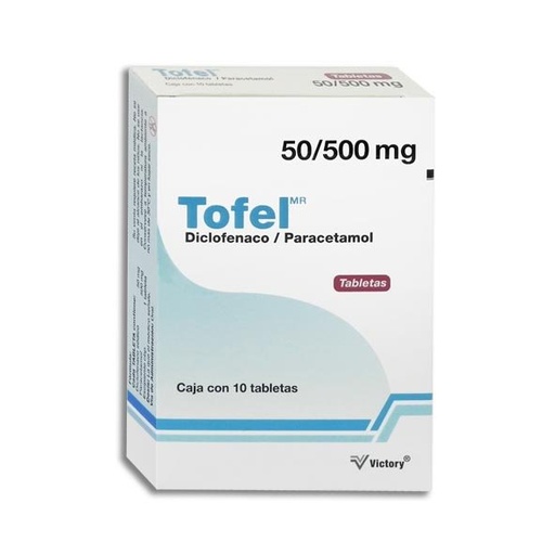 [PARACETAMOL,DICLOFENACO] TOFEL 50/500MG TABLETAS C/10 (GI)
