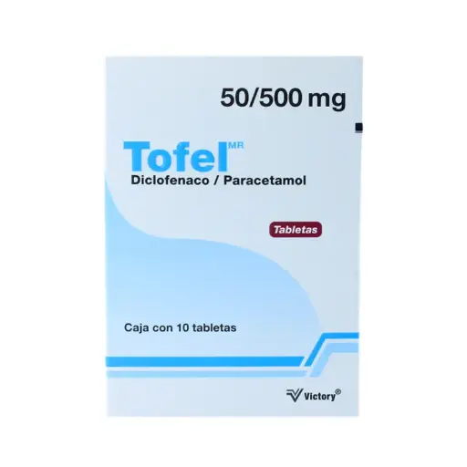 [PARACETAMOL,DICLOFENACO] TOFEL 50/500MG TABLETAS CON 10 (GI)
