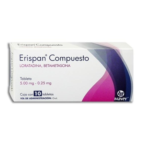 [LORATADINA,BETAMETASONA] ERISPAN COMP 5/0.25MG TABLETAS C/10 (GI)