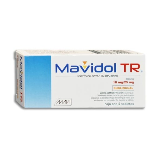[TRAMADOL,KETOROLACO] MAVIDOL TR SUBL TABLETAS C/4 (GI)