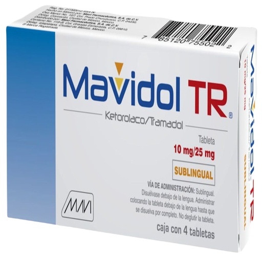 [TRAMADOL,KETOROLACO] MAVIDOL TR SUBLINGUAL TABLETAS CON 4 (GI)