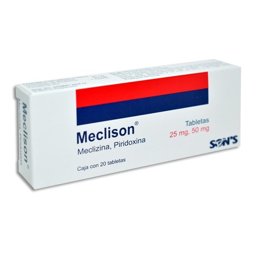 [PIRIDOXINA,MECLIZINA] MECLISON 25/50MG TABLETAS C/20 (GI)