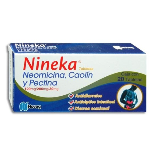 [NEOMICINA,CAOLIN,PECTINA] NINEKA 129/280/30MG TABLETAS CON 20 (GI)