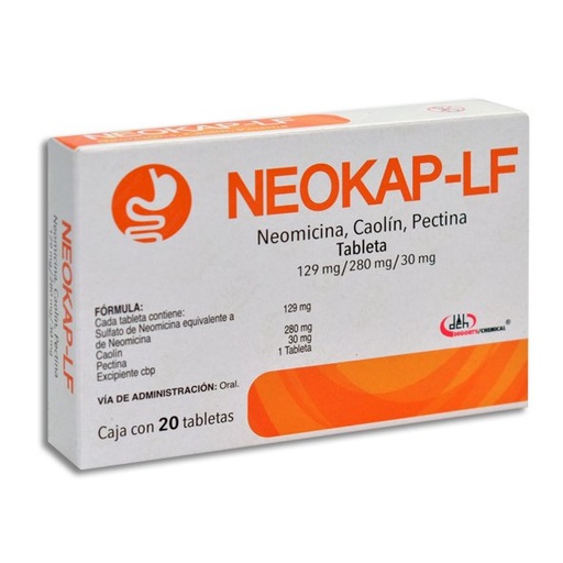 [NEOMICINA,CAOLIN,PECTINA] NEOKAP-LF 129/280/30MG TABLETAS C/20 (GI)