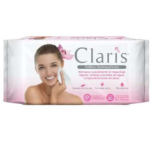 [PRODUCTOS PARA EL CUIDADO PERSONAL] TOALLAS HUMEDAS CLARIS DESMAQUILLANTE ALOE CON 40