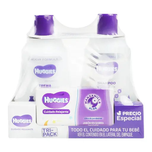 [PRODUCTOS PARA BEBÉS] KIT HUGGIES RELAJANTE CREMA/SHAMPOO/JABON