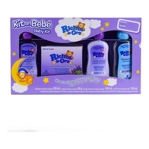 [PRODUCTOS PARA BEBÉS] KIT RICITOS DE ORO LAVANDA CON 4