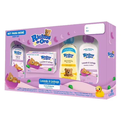 [PRODUCTOS PARA BEBÉS] KIT RICITOS DE ORO LAVANDA CON 4