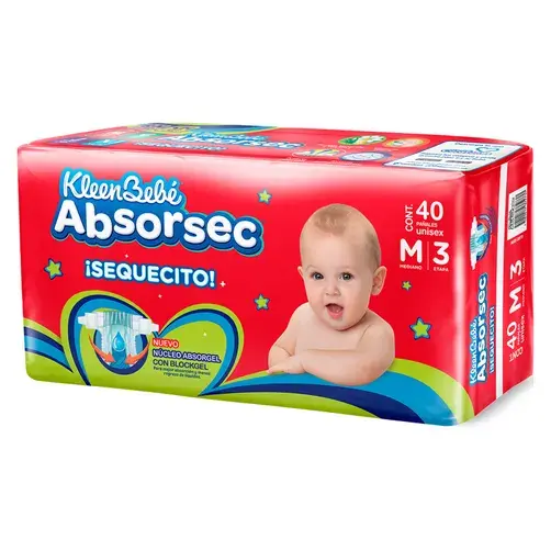 [PAÑALES] PAÑAL KLEENBEBE ABSORSEC 3 MEDIANO CON 40
