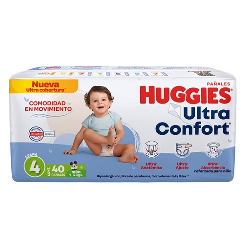 [PAÑALES] PAÑAL HUGGIES ULTCONF 4 NIÑO CON 40