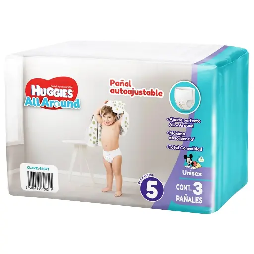 [PAÑALES] PAÑAL HUGGIES ALL AROUND UNISEX E5 CON 3