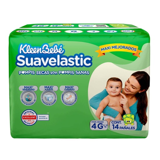 [PAÑALES] PAÑAL KLEENBEBE SUAVELASTIC MAX 4 GRANDE CON 14