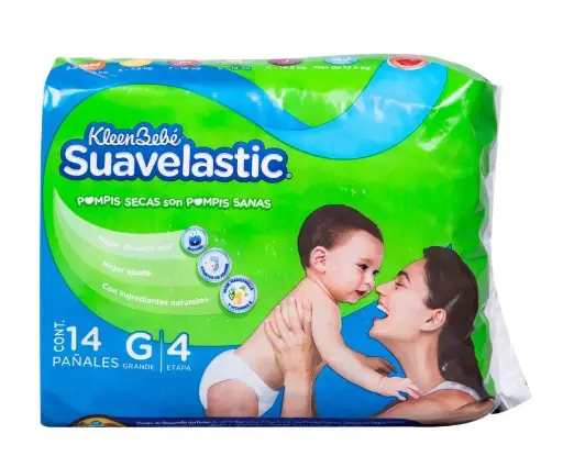 [PAÑALES] PAÑAL KLEENBEBE SUAVELASTIC MAX 4 GRANDE CON 14