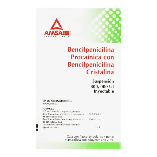 BENCILPENICILINA AMSA 800000UI AMPOLLETA CON 1 (GI)