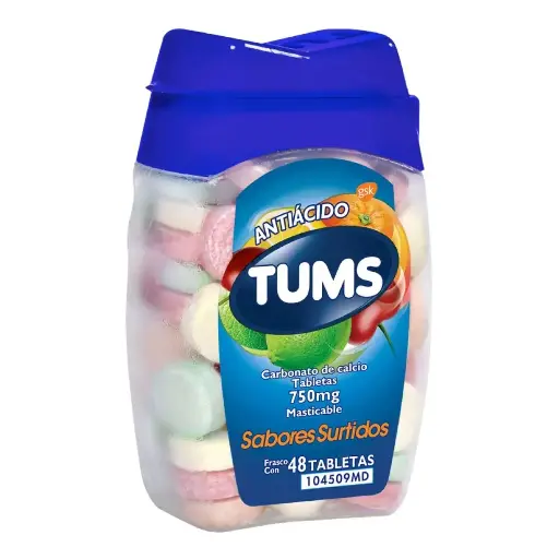 TUMS EXTRA SURT 750MG TABLETAS MASTICABLES CON 48