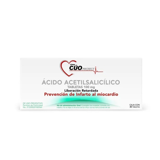 ACIDO ACETILSALICILICO MDR 100MG TABLETAS CON 30 (GI)