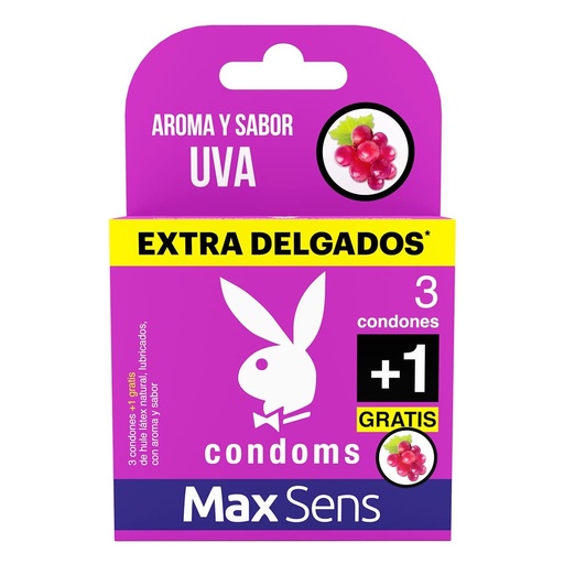 PRESERVATIVO PLAYBOY MAX SENS UVA CON 3