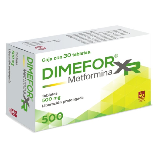 DIMEFOR XR 500MG TABLETAS LP CON 30