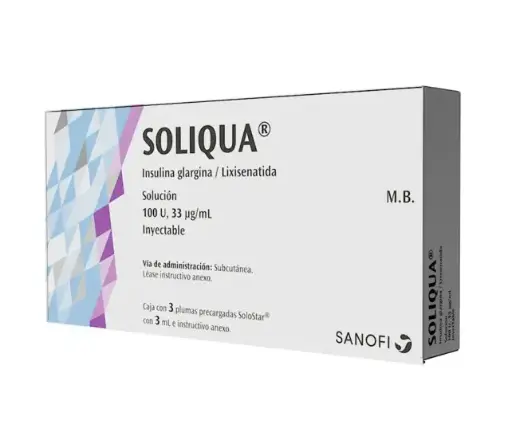 SOLIQUA 100U/33MCG/ML SOLUCION INYECTABLE PLUM CON 3