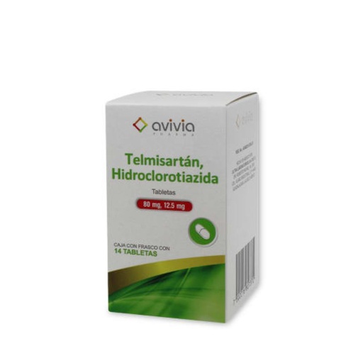 TELMISARTAN/HIDROCLOROTIAZIDA AVIVIA 80/12.5MG TABLETAS CON 14 (GI)